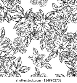 Flower print in bright colors. Elegance seamless pattern.