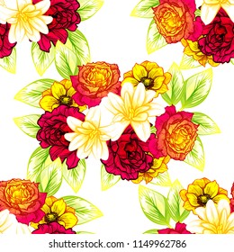 Flower print in bright colors. Elegance seamless pattern.