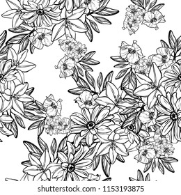 Flower print in bright colors. Elegance seamless pattern.