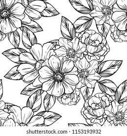 Flower print in bright colors. Elegance seamless pattern.