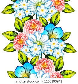 Flower print in bright colors. Elegance seamless pattern.