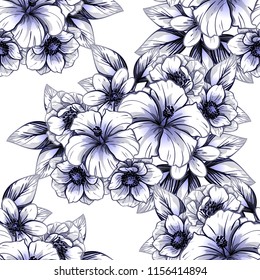 Flower print in bright colors. Elegance seamless pattern.