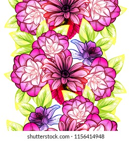 Flower print in bright colors. Elegance seamless pattern.