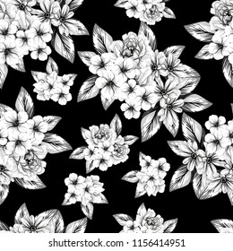 Flower print in bright colors. Elegance seamless pattern.