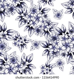 Flower print in bright colors. Elegance seamless pattern.