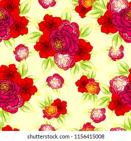 Flower print in bright colors. Elegance seamless pattern.