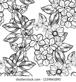 Flower print in bright colors. Elegance seamless pattern.