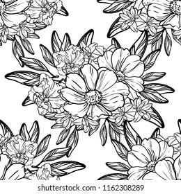 Flower print in bright colors. Elegance seamless pattern.