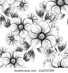 Flower print in bright colors. Elegance seamless pattern.