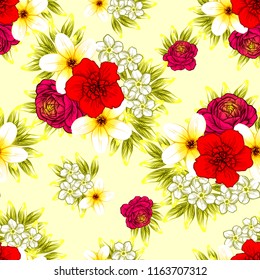 Flower print in bright colors. Elegance seamless pattern.