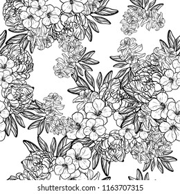 Flower print in bright colors. Elegance seamless pattern.