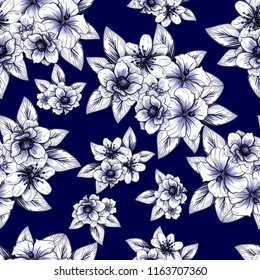 Flower print in bright colors. Elegance seamless pattern.