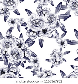 Flower print in bright colors. Elegance seamless pattern.