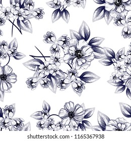Flower print in bright colors. Elegance seamless pattern.
