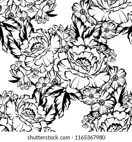 Flower print in bright colors. Elegance seamless pattern.