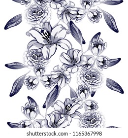 Flower print in bright colors. Elegance seamless pattern.