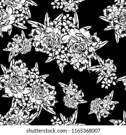 Flower print in bright colors. Elegance seamless pattern.