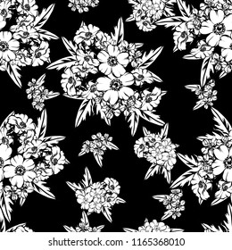 Flower print in bright colors. Elegance seamless pattern.