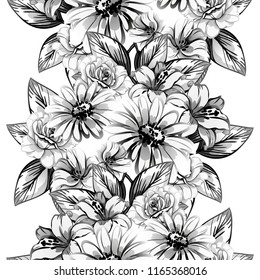 Flower print in bright colors. Elegance seamless pattern.
