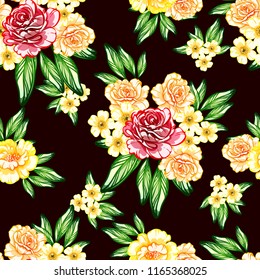 Flower print in bright colors. Elegance seamless pattern.