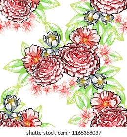 Flower print in bright colors. Elegance seamless pattern.
