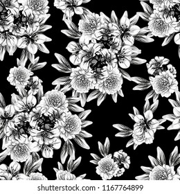 Flower print in bright colors. Elegance seamless pattern.