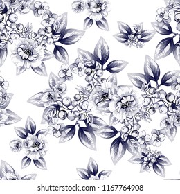 Flower print in bright colors. Elegance seamless pattern.