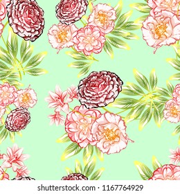 Flower print in bright colors. Elegance seamless pattern.