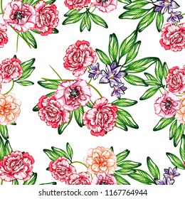 Flower print in bright colors. Elegance seamless pattern.