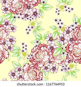 Flower print in bright colors. Elegance seamless pattern.