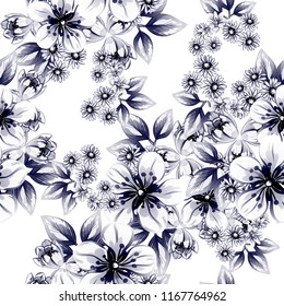 Flower print in bright colors. Elegance seamless pattern.