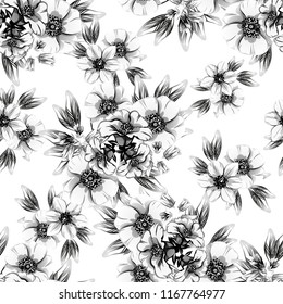 Flower print in bright colors. Elegance seamless pattern.