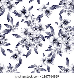 Flower print in bright colors. Elegance seamless pattern.