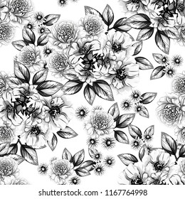 Flower print in bright colors. Elegance seamless pattern.