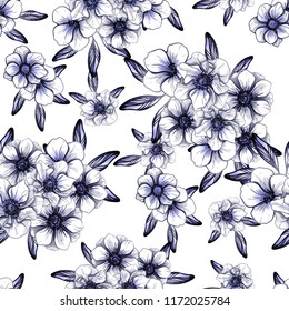 Flower print in bright colors. Elegance seamless pattern.