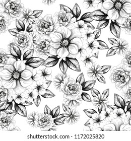 Flower print in bright colors. Elegance seamless pattern.