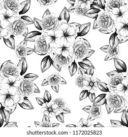 Flower print in bright colors. Elegance seamless pattern.
