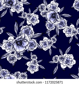 Flower print in bright colors. Elegance seamless pattern.