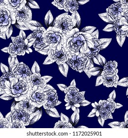 Flower print in bright colors. Elegance seamless pattern.