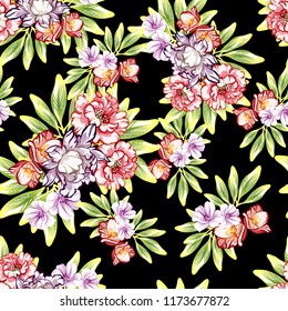 Flower print in bright colors. Elegance seamless pattern.