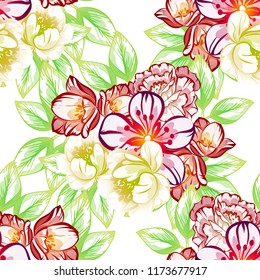Flower print in bright colors. Elegance seamless pattern.