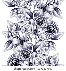Flower print in bright colors. Elegance seamless pattern.