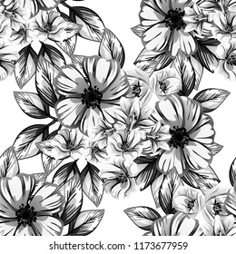Flower print in bright colors. Elegance seamless pattern.