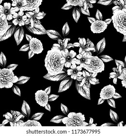 Flower print in bright colors. Elegance seamless pattern.