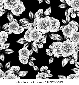 Flower print in bright colors. Elegance seamless pattern.