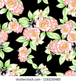 Flower print in bright colors. Elegance seamless pattern.