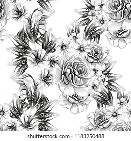 Flower print in bright colors. Elegance seamless pattern.