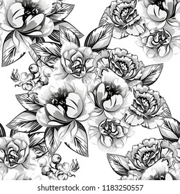 Flower print in bright colors. Elegance seamless pattern.