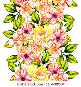 Flower print in bright colors. Elegance seamless pattern.