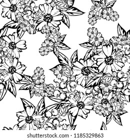 Flower print in bright colors. Elegance seamless pattern.